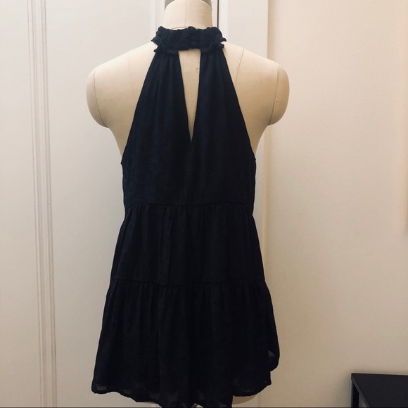 Anthropologie Baby Doll Top High Neck Bare Shoulders Tiered Easy Loose Fit - Picture 5 of 11